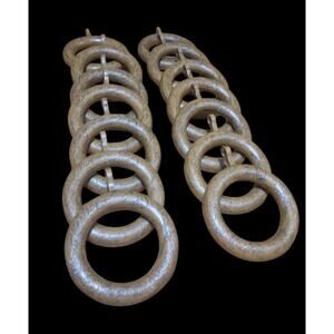 Composite Drapery Curtain Pole Rings 14 Piece Walnut 1-7/8" Inside Dia W Eyelets